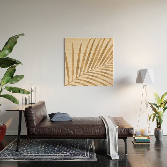 Gold Tropical Leaf Wood Wall Art Gallery Image 2