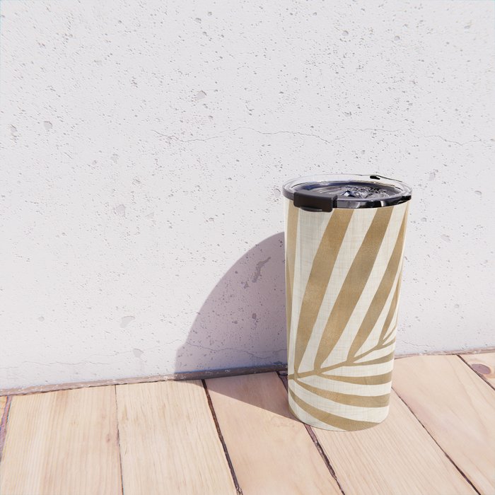 Gold Tropical Leaf Travel Mug Gallery Image 4