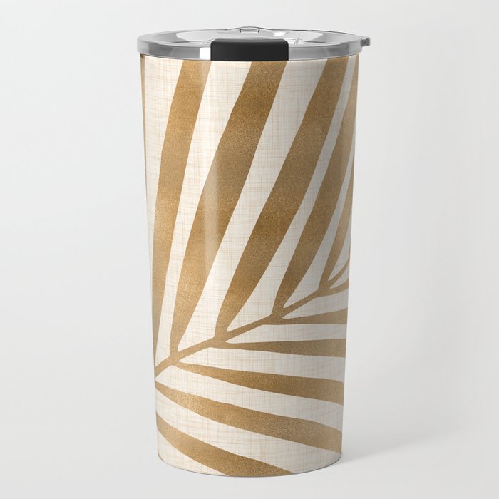 Gold Tropical Leaf Travel Mug Gallery Image 1