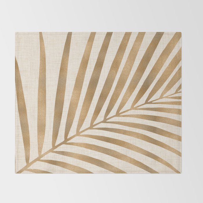 Gold Tropical Leaf Throw Blanket Gallery Image 2