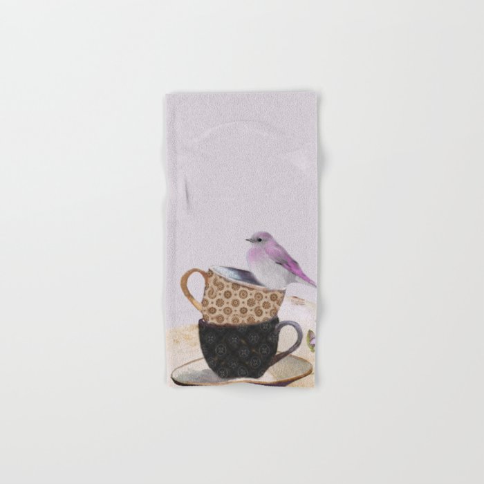 Bird in tea cup Bath Towel Gallery Image 1