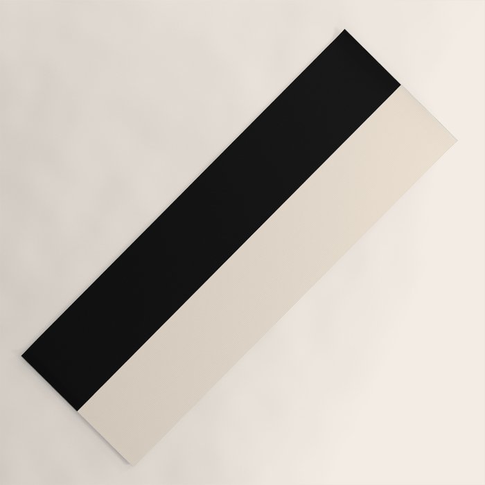 Stripe Black and Cream Half Half Minimal Modern Color Block Pattern Yoga Mat Gallery Image 1