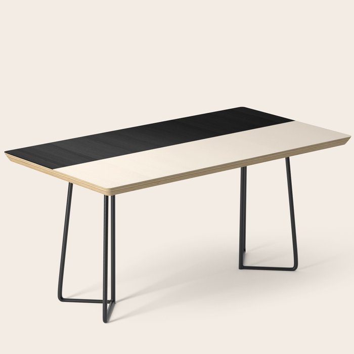 Stripe Black and Cream Half Half Minimal Modern Color Block Pattern Coffee Table Gallery Image 1