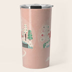 Festive Winter Hut in pink Travel Mug Gallery Image 1