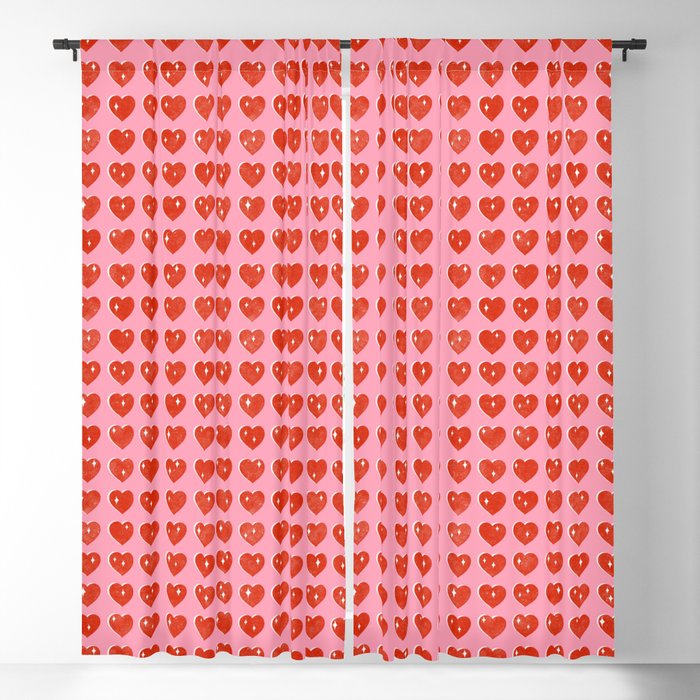 Love Hearts - red on pink Window Curtain Gallery Image 5