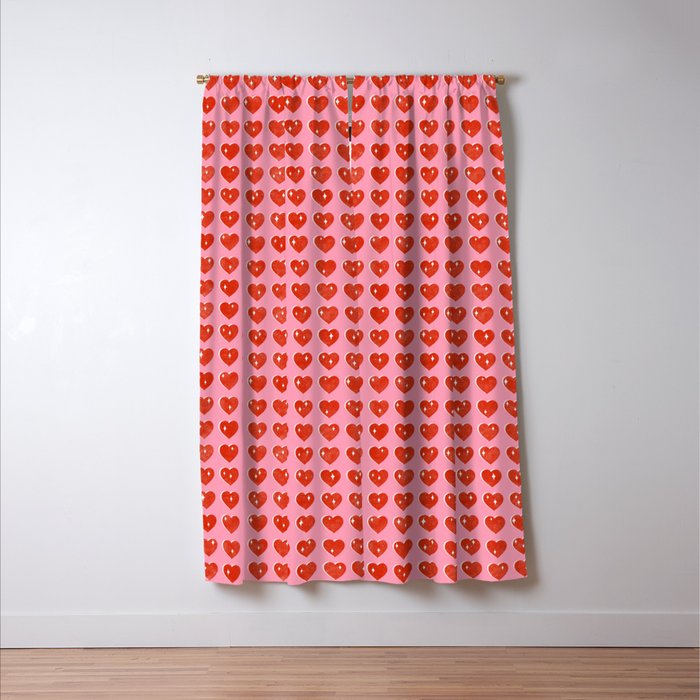 Love Hearts - red on pink Window Curtain Gallery Image 3
