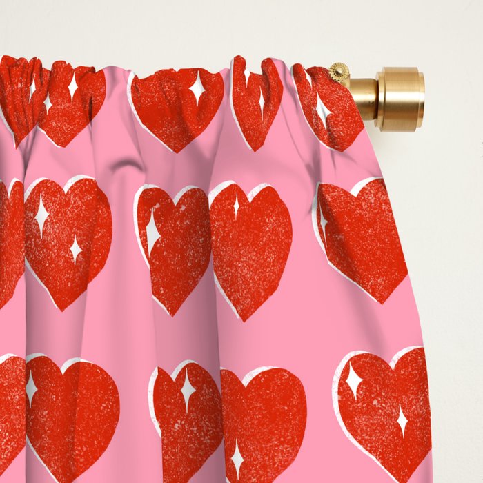 Love Hearts - red on pink Window Curtain Gallery Image 2