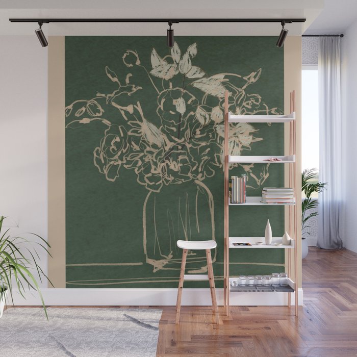 Minimalist Flowers In A Vase Wall Mural Gallery Image 1