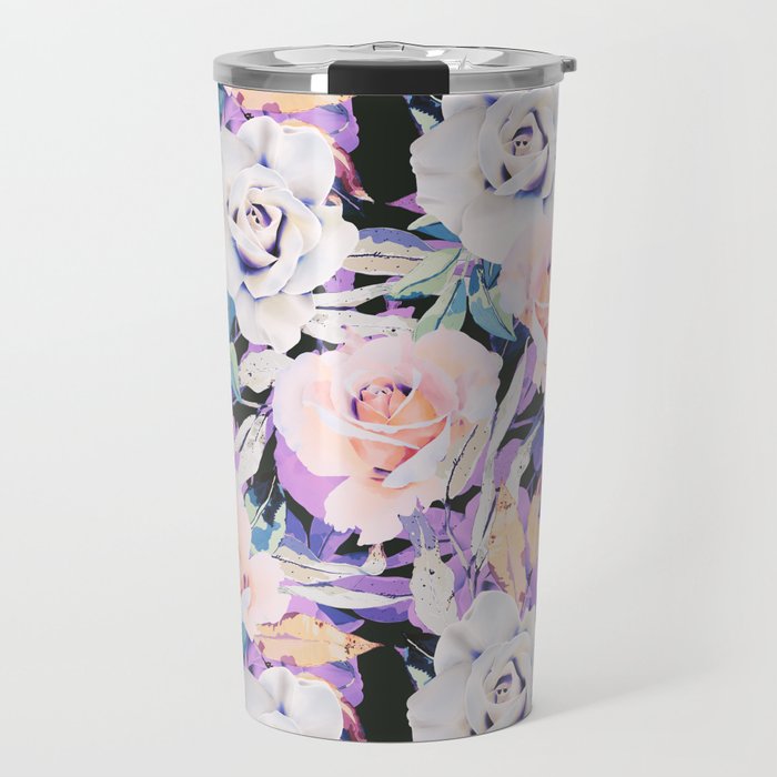 Modern Dark Vibrant Flowery D Travel Mug Gallery Image 1