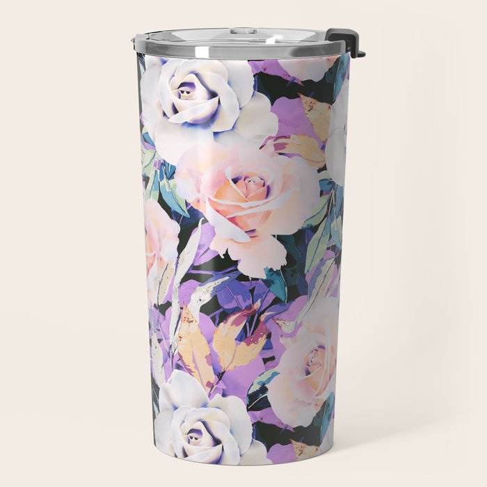 Modern Dark Vibrant Flowery D Travel Mug Gallery Image 2