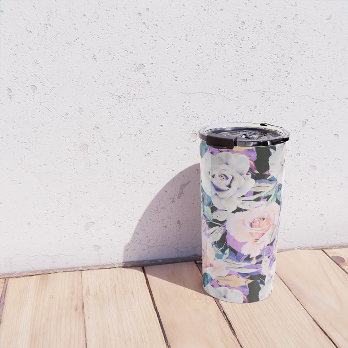 Modern Dark Vibrant Flowery D Travel Mug Gallery Image 4