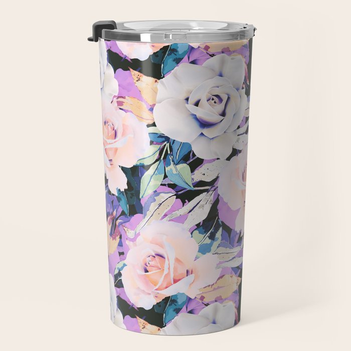 Modern Dark Vibrant Flowery D Travel Mug Gallery Image 3