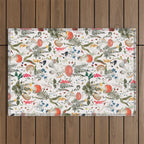 Watercolor Hand Drawn Mushroom Autumn Garden Outdoor Rug Gallery Image 1