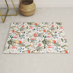 Watercolor Hand Drawn Mushroom Autumn Garden Rug Gallery Image 1