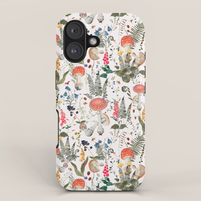 Watercolor Hand Drawn Mushroom Autumn Garden iPhone Case Gallery Image 1