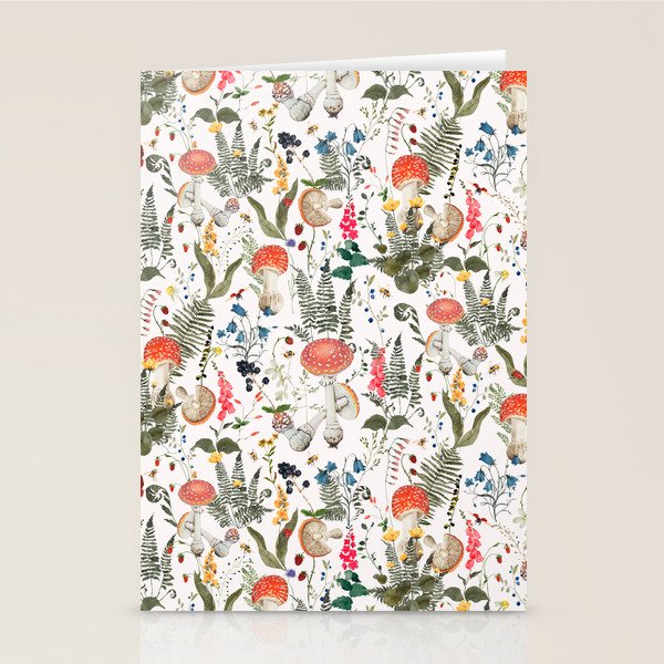 Watercolor Hand Drawn Mushroom Autumn Garden Stationery Card Gallery Image 1
