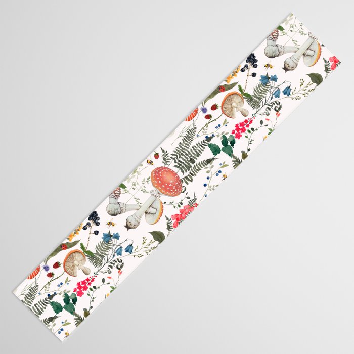 Watercolor Hand Drawn Mushroom Autumn Garden Table Runner Gallery Image 3