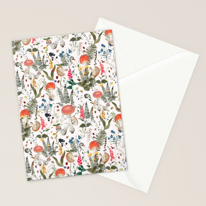 Watercolor Hand Drawn Mushroom Autumn Garden Stationery Card Gallery Image 2