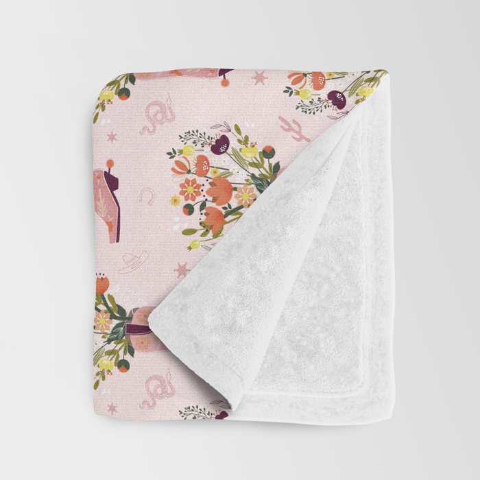 Western Floral Cowboy Boots Pattern Throw Blanket Gallery Image 3