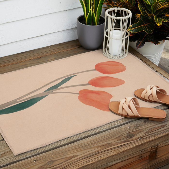 Orange Tulips Outdoor Rug Gallery Image 2