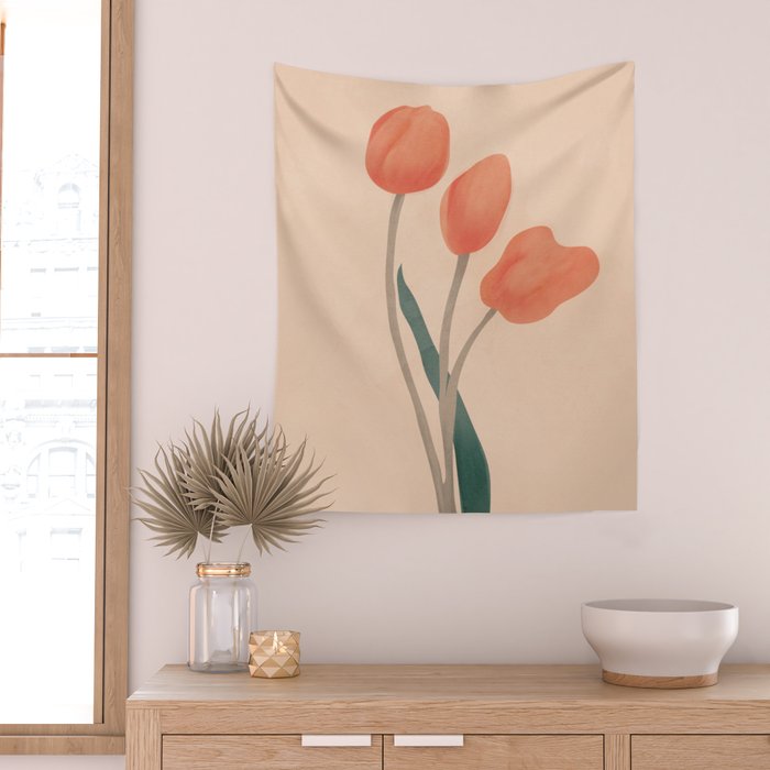 Orange Tulips Wall Tapestry Gallery Image 2