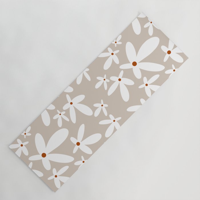 Quirky Florals in Beige, Terracotta and White Yoga Mat Gallery Image 1