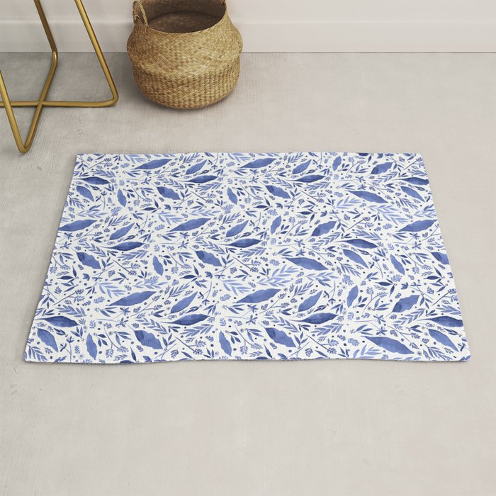 Delft Blue Floral Chinoiserie Foliage_Bloomartgallery Rug Gallery Image 1