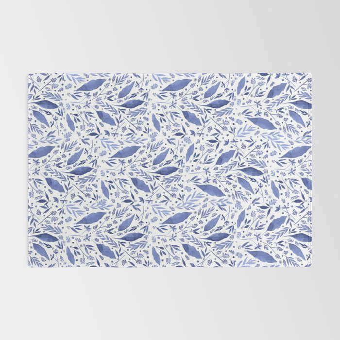 Delft Blue Floral Chinoiserie Foliage_Bloomartgallery Rug Gallery Image 2