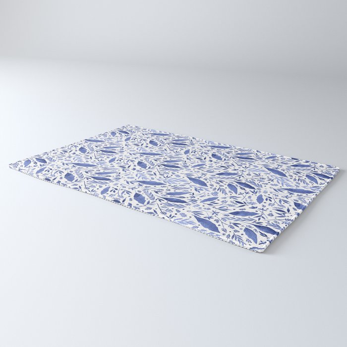Delft Blue Floral Chinoiserie Foliage_Bloomartgallery Rug Gallery Image 3