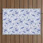Delft Blue Floral Chinoiserie Foliage_Bloomartgallery Outdoor Rug Gallery Image 1