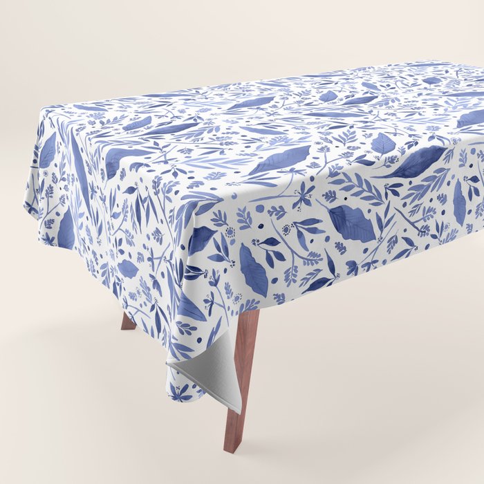 Delft Blue Floral Chinoiserie Foliage_Bloomartgallery Tablecloth Gallery Image 1