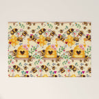 Bees with Flowers and Honey Welcome Mat Gallery Image 1
