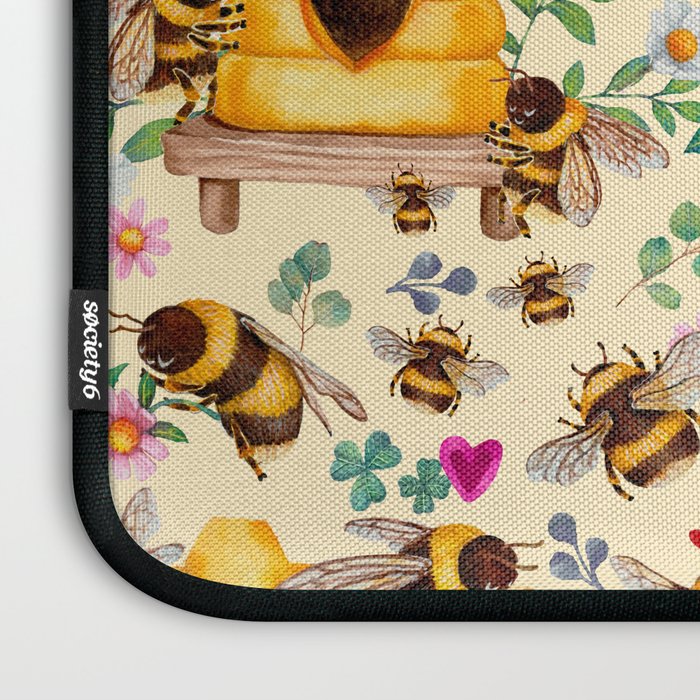 Bees with Flowers and Honey Laptop Sleeve Gallery Image 3