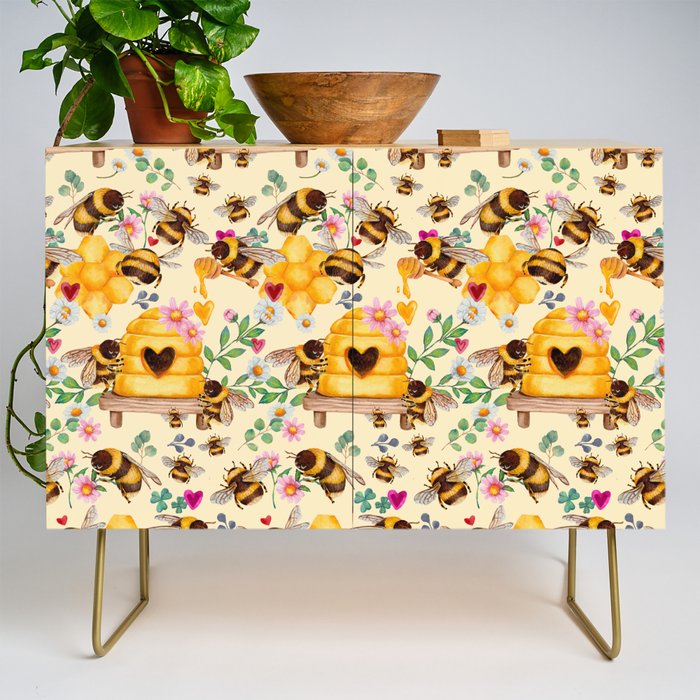 Bees with Flowers and Honey Credenza Gallery Image 1