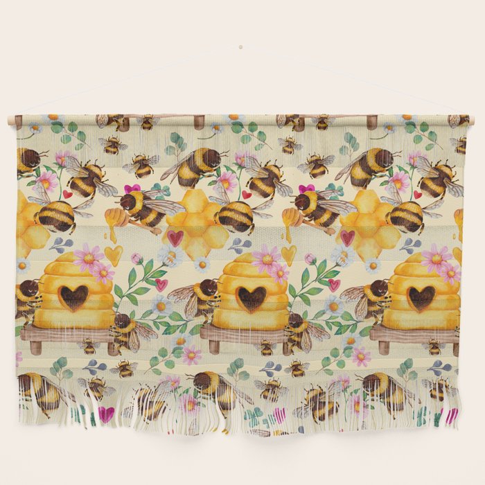 Bees with Flowers and Honey Wall Hanging Gallery Image 1