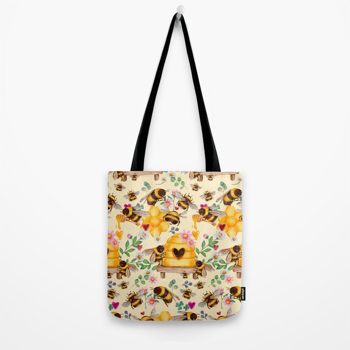 Bees with Flowers and Honey Tote Bag Gallery Image 2