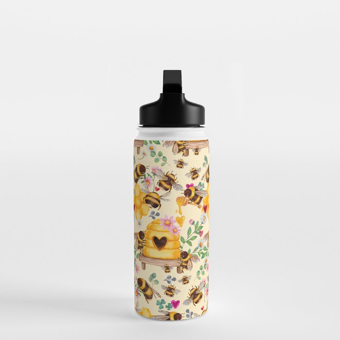 Bees with Flowers and Honey Water Bottle Gallery Image 3