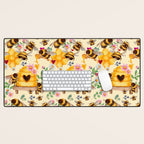 Bees with Flowers and Honey Desk Mat Gallery Image 1