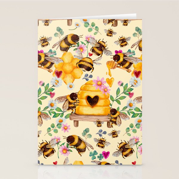 Bees with Flowers and Honey Stationery Card Gallery Image 2