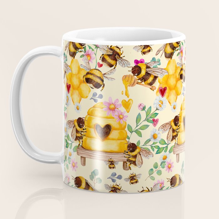 Bees with Flowers and Honey Coffee Mug Gallery Image 3