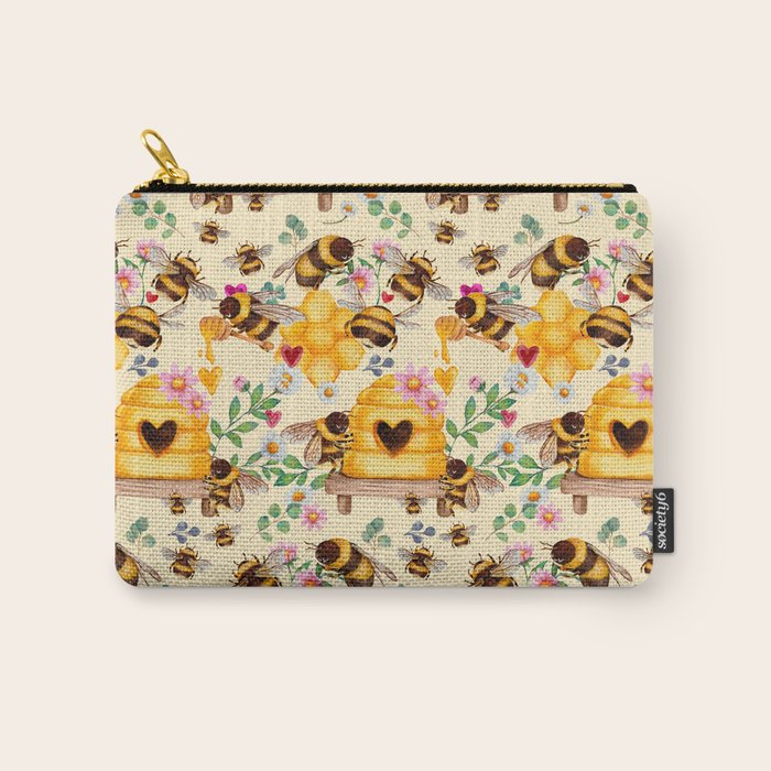 Bees with Flowers and Honey Carry All Pouch Gallery Image 1