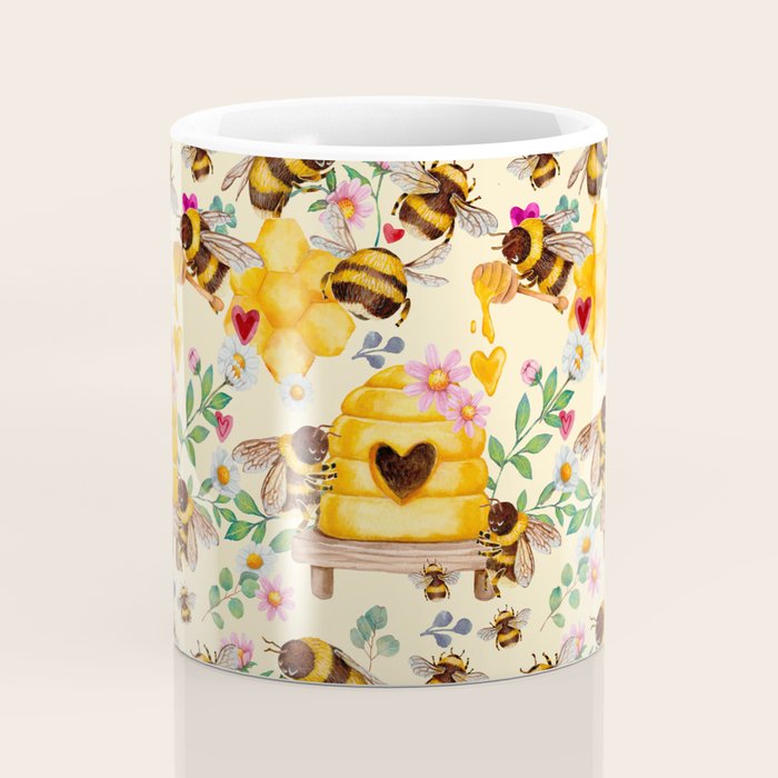 Bees with Flowers and Honey Coffee Mug Gallery Image 4