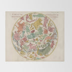 Libra Antique Astrology Zodiac Pictorial Map Throw Blanket Gallery Image 2