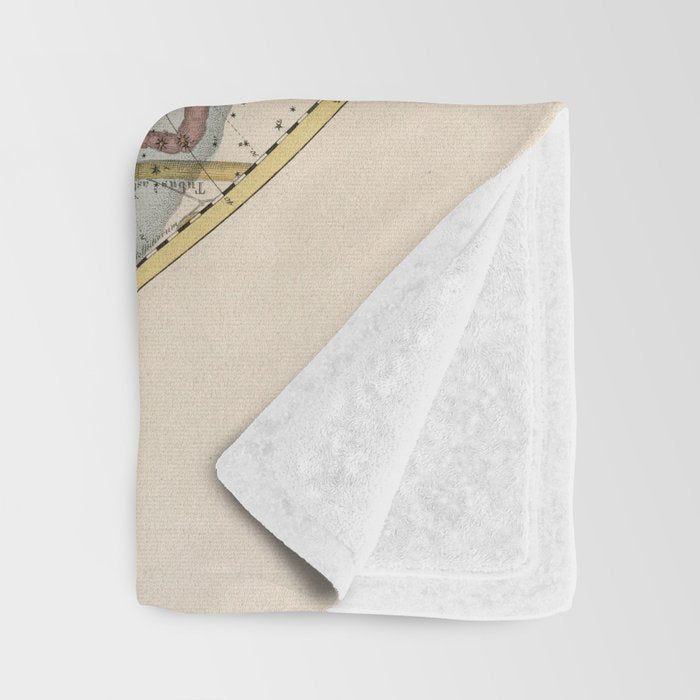 Libra Antique Astrology Zodiac Pictorial Map Throw Blanket Gallery Image 3