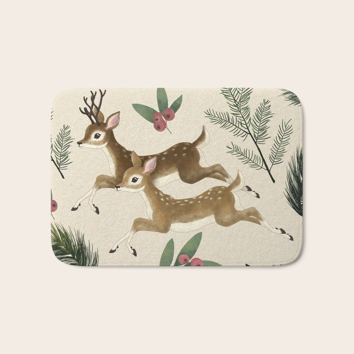winter deer // repeat pattern Bath Mat Gallery Image 1