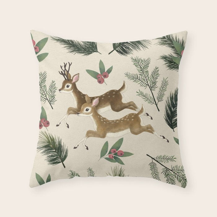 winter deer // repeat pattern Throw Pillow Gallery Image 6