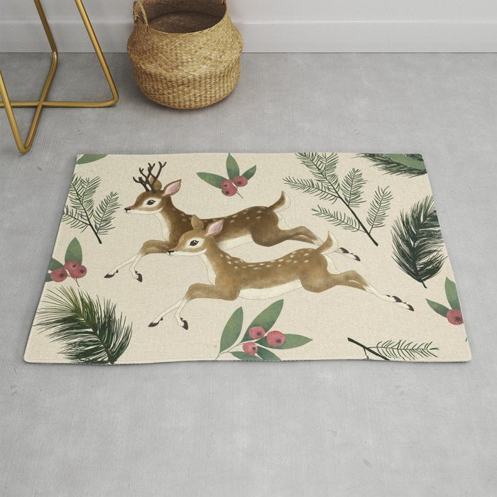winter deer // repeat pattern Rug Gallery Image 1