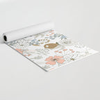 Abstract modern coral white pastel rustic floral Yoga Mat Gallery Image 2
