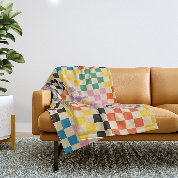 Colorful Checkerboard Throw Blanket Gallery Image 1
