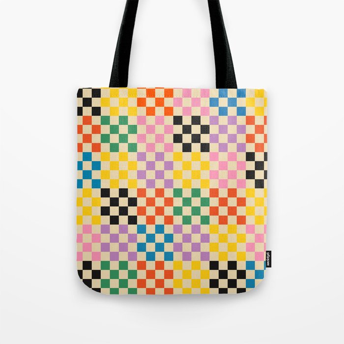 Colorful Checkerboard Tote Bag Gallery Image 1